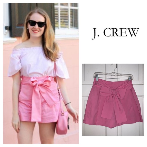 J. Crew Pants - NWOT J. Crew Tie Waist Short in Pink Cotton Size 4